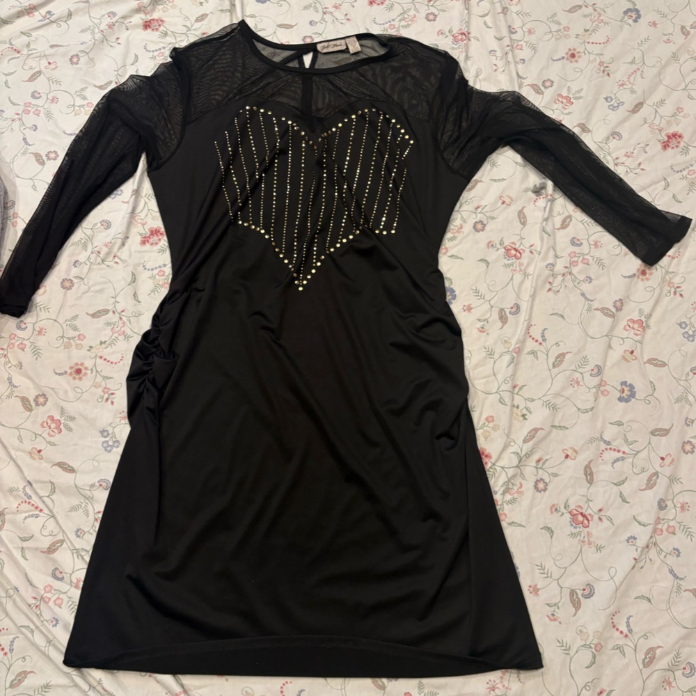 Express Black Dress with Gold Detailing